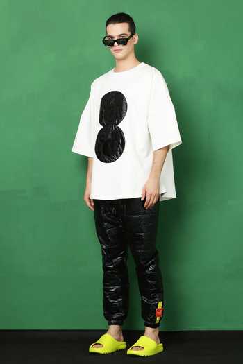 Shop_I Am Trouble By KC_White Cotton Spandex Double Face Mickey Mouse T-shirt_Online_at_Aza_Fashions