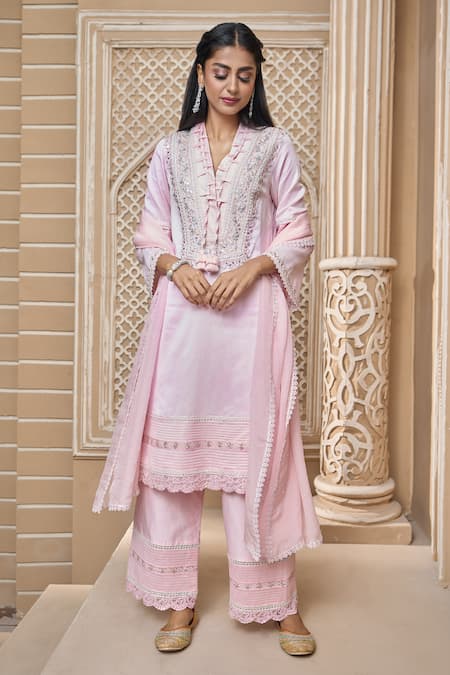 Aariyana Couture Chanderi Kurta Pant Set 