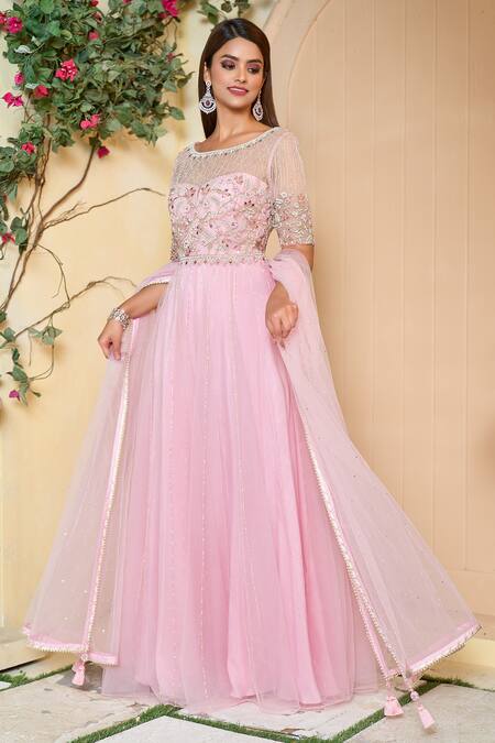Hot Pink Bridal Reception Long Anarkali In Georgette SRYS78203A –  ShreeFashionWear