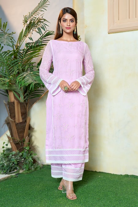 Aariyana Couture Purple Viscose, Organza, Silk Embroidery, Sequins Scoop Neck Kurta Palazzo Set Online at Aza Fashions Aariyana Couture_Purple Viscose, Organza, Silk Embroidery, Sequins Scoop Neck Kurta Palazzo Set_Online_at_Aza_Fashions