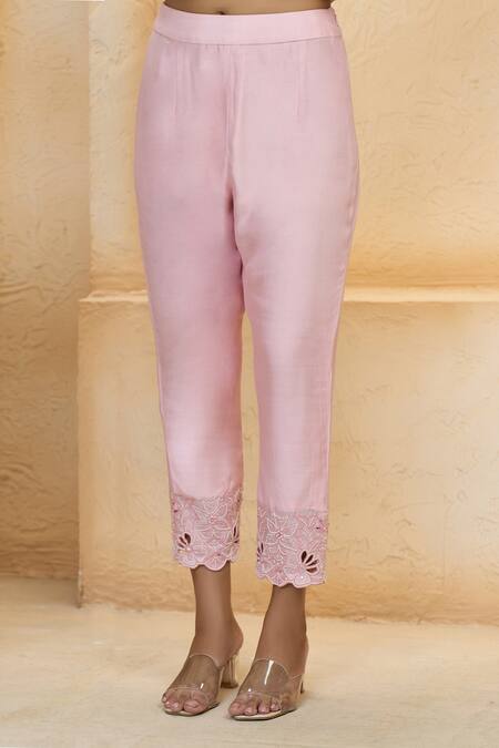 Shop Aariyana Couture Pink Chanderi, Cotton, Silk, Viscose, Organza Pearls, Sequins, Kurta Set Shop_Aariyana Couture_Pink Chanderi, Cotton, Silk, Viscose, Organza Pearls, Sequins, Kurta Set