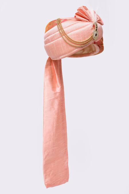 Arihant Rai Sinha_Pink Embroidered Floral Woven Safa_Online_at_Aza_Fashions