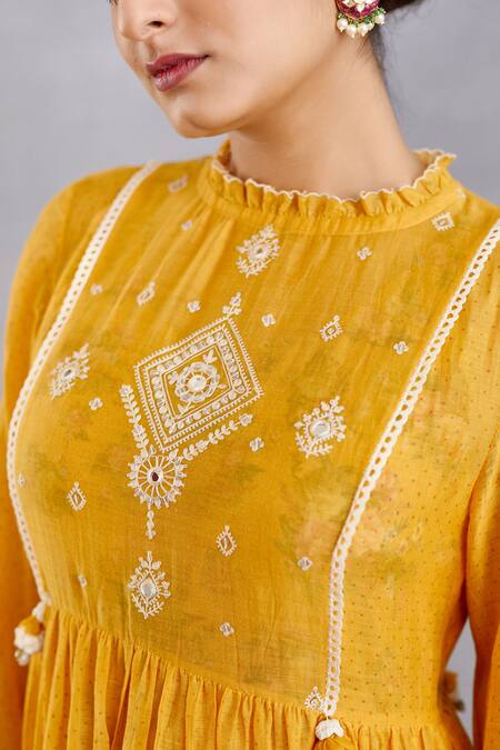 Buy Torani Yellow Handwoven Thin Chanderi Slip Cotton Silk Sunehra Adeena Maxi Dress Online at Aza Fashions Buy_Torani_Yellow Handwoven Thin Chanderi Slip Cotton Silk Sunehra Adeena Maxi Dress _Online_at_Aza_Fashions