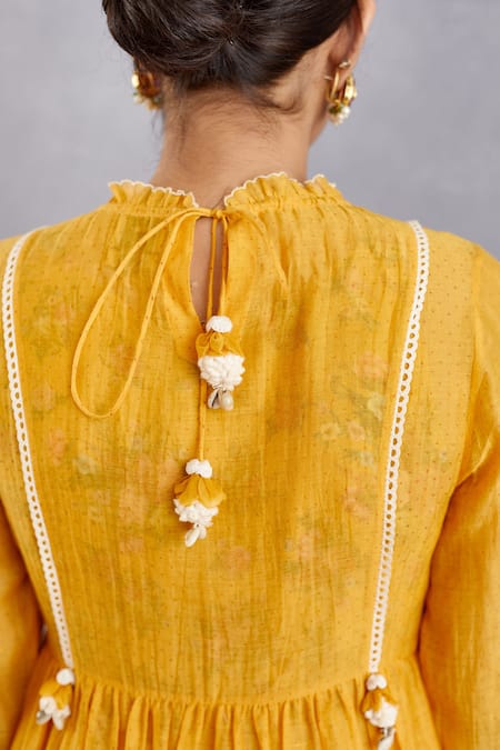 Shop Torani Yellow Handwoven Thin Chanderi Slip Cotton Silk Sunehra Adeena Maxi Dress Online at Aza Fashions Shop_Torani_Yellow Handwoven Thin Chanderi Slip Cotton Silk Sunehra Adeena Maxi Dress _Online_at_Aza_Fashions