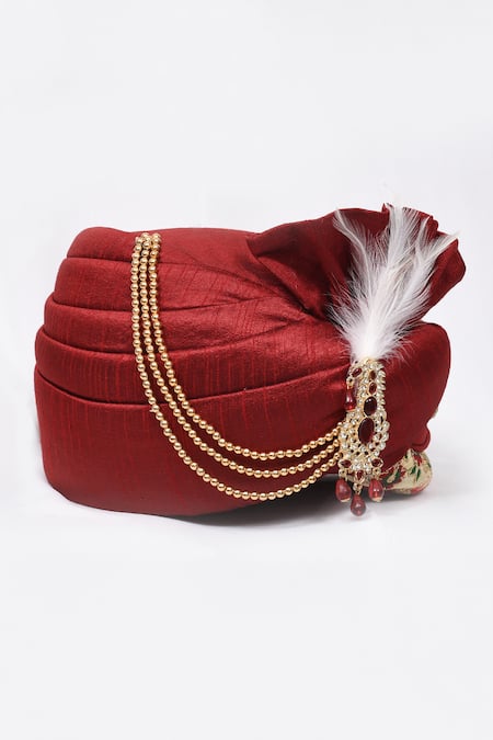 Arihant Rai Sinha Maroon Embroidery Floral Safa at Aza Fashions Arihant Rai Sinha_Maroon Embroidery Floral Safa_at_Aza_Fashions