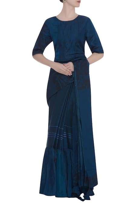 Shagun Manchanda Blue Thread Embroidered Handcrafted Blouse