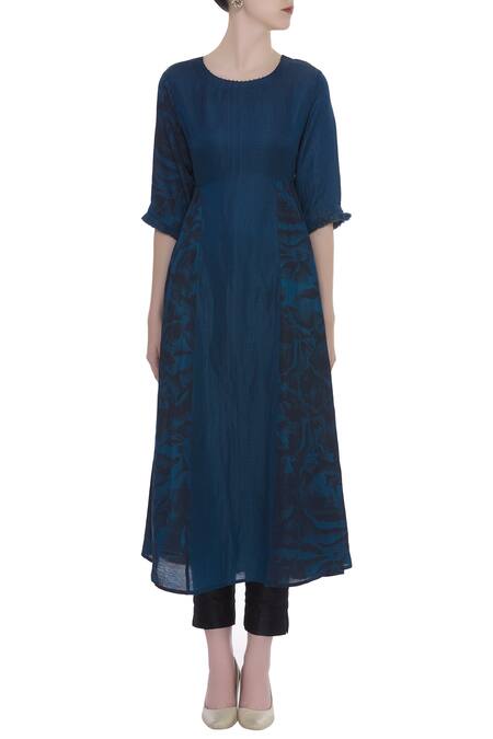 Shop_Shagun Manchanda_Blue Handcrafted Thread Embroidered Tunic  _Online_at_Aza_Fashions