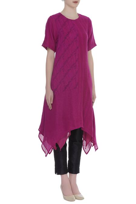 Shagun Manchanda Pink Print And Embroidered Asymmetric Tunic Online at Aza Fashions Shagun Manchanda_Pink Print And Embroidered Asymmetric Tunic _Online_at_Aza_Fashions
