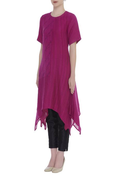 Buy Shagun Manchanda Pink Print And Embroidered Asymmetric Tunic Online at Aza Fashions Buy_Shagun Manchanda_Pink Print And Embroidered Asymmetric Tunic _Online_at_Aza_Fashions
