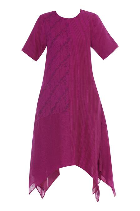 Shop Shagun Manchanda Pink Print And Embroidered Asymmetric Tunic Online at Aza Fashions Shop_Shagun Manchanda_Pink Print And Embroidered Asymmetric Tunic _Online_at_Aza_Fashions