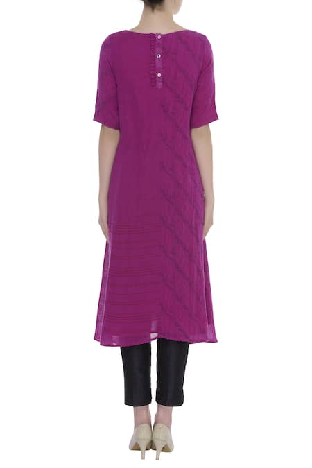 Shop_Shagun Manchanda_Pink Print Detail And Thread Embroidered Tunic  _at_Aza_Fashions