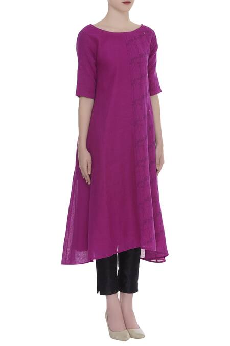 Shagun Manchanda_Pink Print Detail And Thread Embroidered Tunic  _Online_at_Aza_Fashions