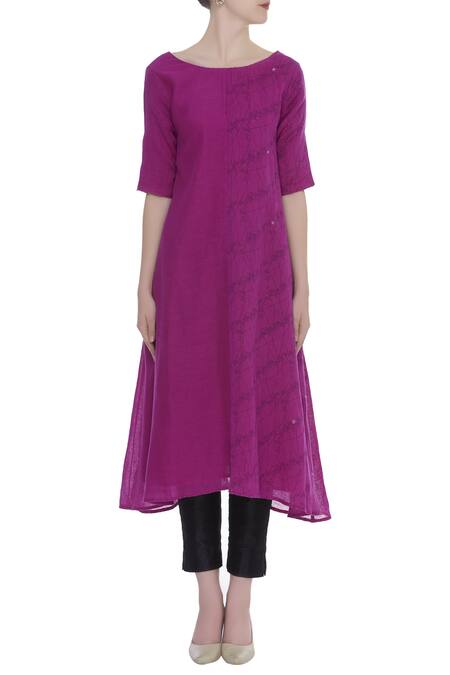 Shop_Shagun Manchanda_Pink Print Detail And Thread Embroidered Tunic  _Online_at_Aza_Fashions