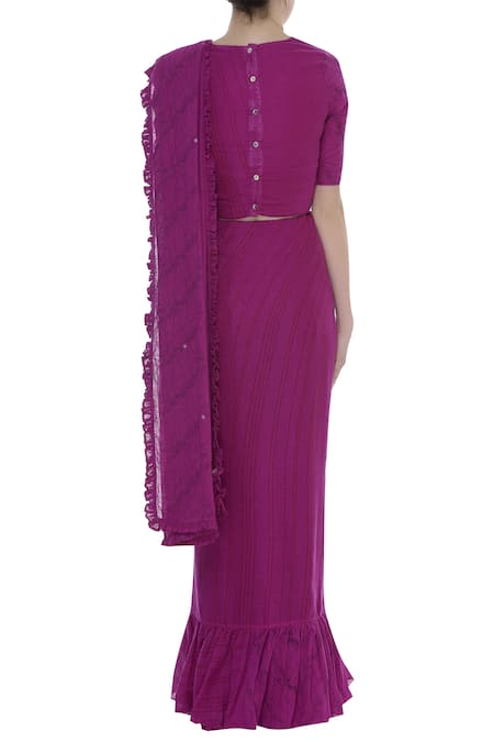 Shagun Manchanda Printed & ruffle border saree 