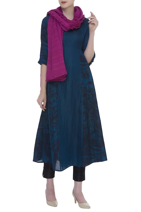 Shagun Manchanda Linen Thread Work & ruffle border scarf 