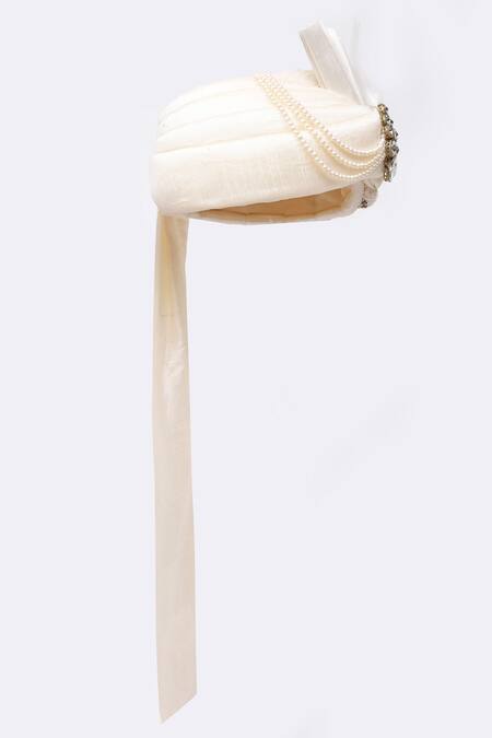 Arihant Rai Sinha White Embroidery Floral Safa Online at Aza Fashions Arihant Rai Sinha_White Embroidery Floral Safa_Online_at_Aza_Fashions