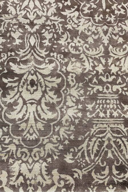 Qaaleen_Brown Bamboo Silk Handloom Medusa Rug_Online_at_Aza_Fashions