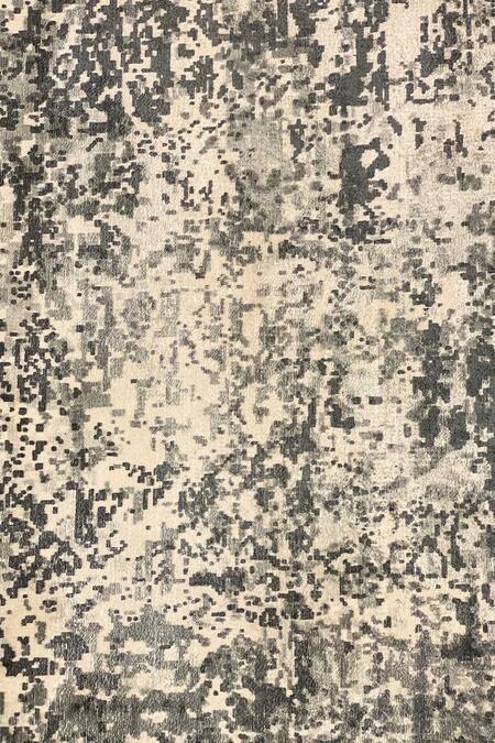 Qaaleen_Grey Tencel Silk Handloom Monarch Rug_Online_at_Aza_Fashions