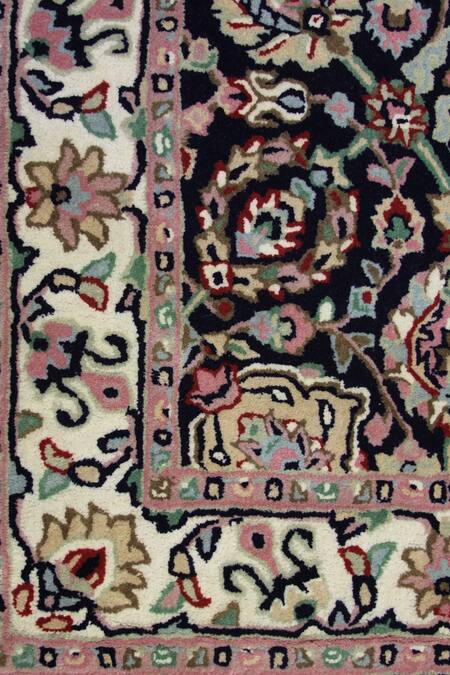 Qaaleen_Blue New Zealand Wool Hand Tufted Casia Rug_Online_at_Aza_Fashions