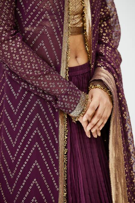 Nakul Sen_Purple Chiffon Embellished Jacket Lehenga Set_at_Aza_Fashions