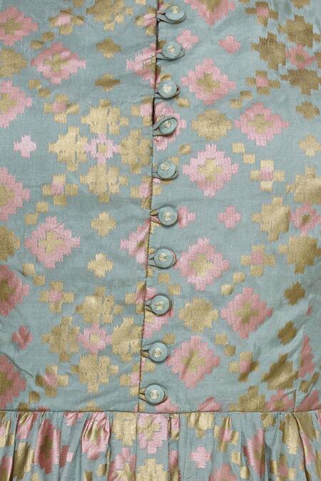 I Am Design Green Brocade Anarkali Gown at Aza Fashions I Am Design_Green Brocade Anarkali Gown_at_Aza_Fashions