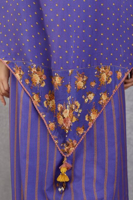 Shop_Torani_Purple Dupatta And Pant Cotton Silk, Handwoven Chanderi Pant Jamuni Samar Set _Online_at_Aza_Fashions