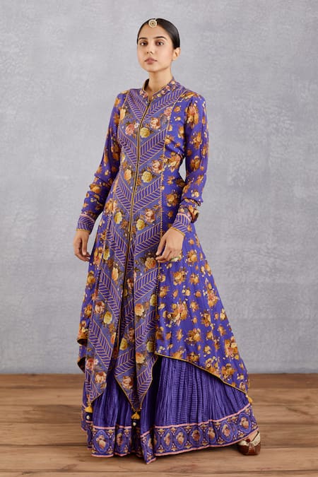 Shop Designer Sanya Gulati Green Printed Short Kurta and Sharara Pants Set