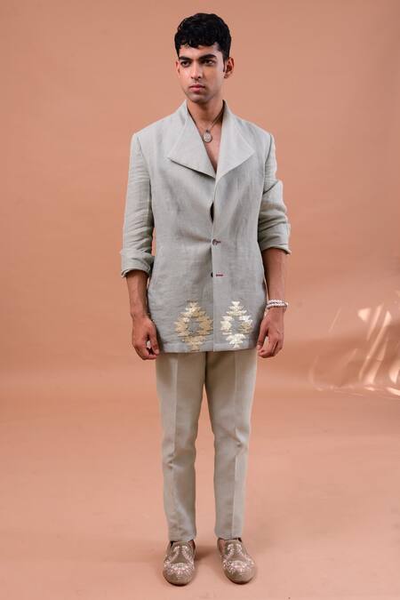 Gaurav Katta Linen Jacket Pant Set 