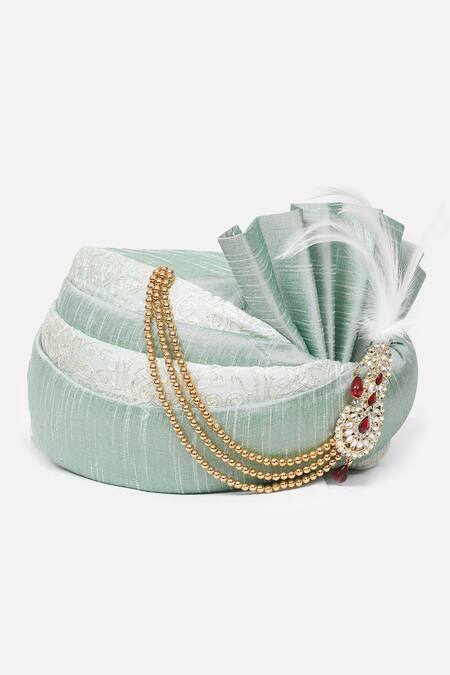 Arihant Rai Sinha_Green Embroidery Safa _at_Aza_Fashions