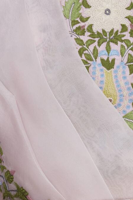 Anamika Khanna_Pink Draped Skirt With Bustier And Cape_at_Aza_Fashions