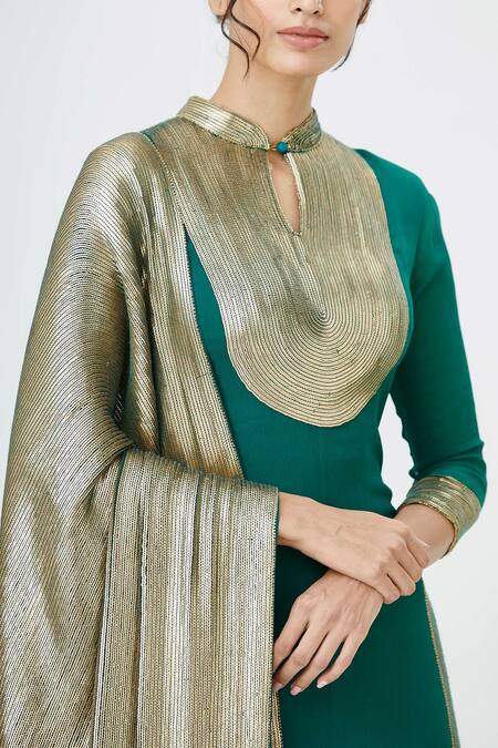 Buy_Nakul Sen_Green Chiffon Embroidered Kurta Sharara Set_Online_at_Aza_Fashions