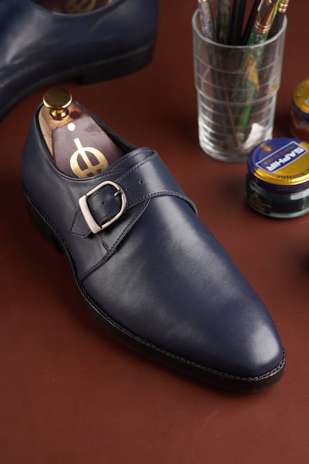 Oblum_Purple Handcrafted Single Monk Strap Shoes_Online_at_Aza_Fashions