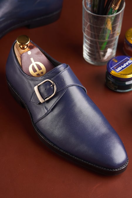 Buy_Oblum_Purple Handcrafted Single Monk Strap Shoes_Online_at_Aza_Fashions