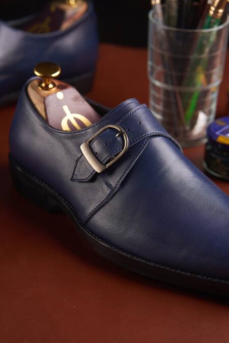 Shop_Oblum_Purple Handcrafted Single Monk Strap Shoes_Online_at_Aza_Fashions