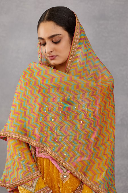 Shop_Torani_Yellow Cotton , Handwoven Chanderi, Kurta Velvet, Sunehra Zeenat Set _Online_at_Aza_Fashions
