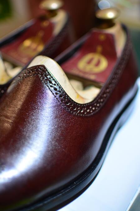 Shop_Oblum_Red The Oblum Handcrafted Brogued Mojris_Online_at_Aza_Fashions