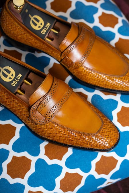 Oblum_Brown Woven Buttefly Loafers_Online_at_Aza_Fashions