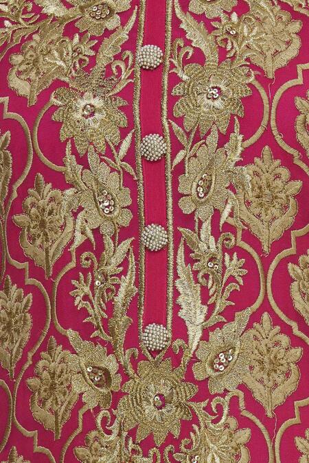 Shop_Rimple And Harpreet Narula_Pink Gold Jaal Embroidered Palazzo Kurta Set_Online_at_Aza_Fashions