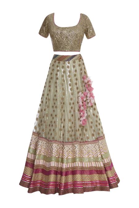 Rimple And Harpreet Narula_Silver Sequin Embroidered Lehenga Set_Online_at_Aza_Fashions
