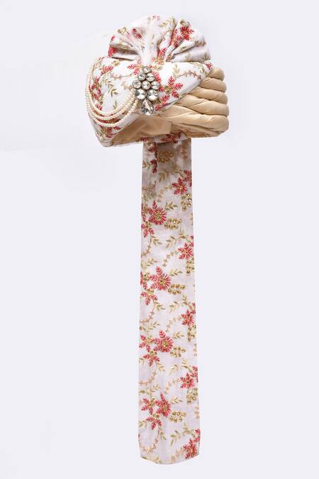 Buy Arihant Rai Sinha White Embroidery Floral Safa Online at Aza Fashions Buy_Arihant Rai Sinha_White Embroidery Floral Safa_Online_at_Aza_Fashions