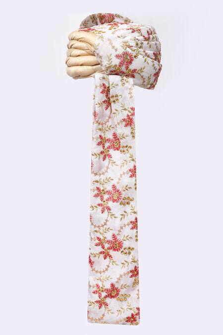 Shop Arihant Rai Sinha White Embroidery Floral Safa Online at Aza Fashions Shop_Arihant Rai Sinha_White Embroidery Floral Safa_Online_at_Aza_Fashions