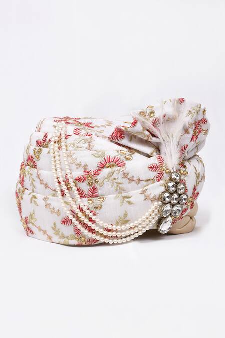 Arihant Rai Sinha White Embroidery Floral Safa at Aza Fashions Arihant Rai Sinha_White Embroidery Floral Safa_at_Aza_Fashions