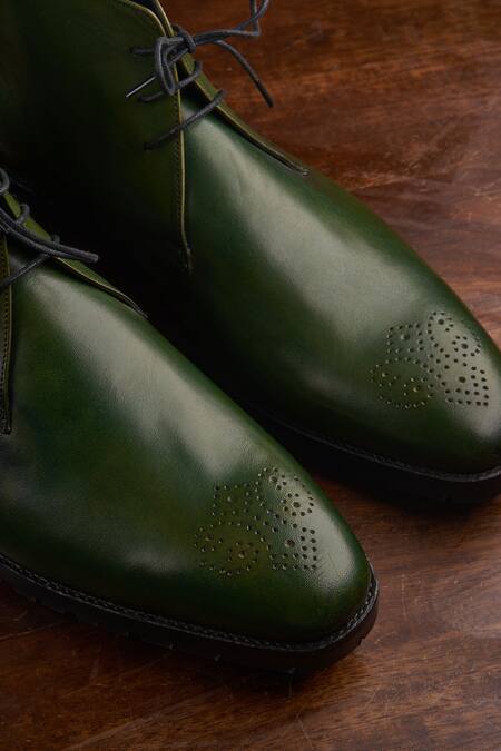 Oblum_Green Handcrafted Chukka Boots_at_Aza_Fashions