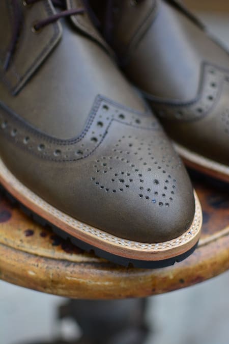 Shop_Oblum_Brown Handcrafted Eyelet Brogued Boots_Online_at_Aza_Fashions