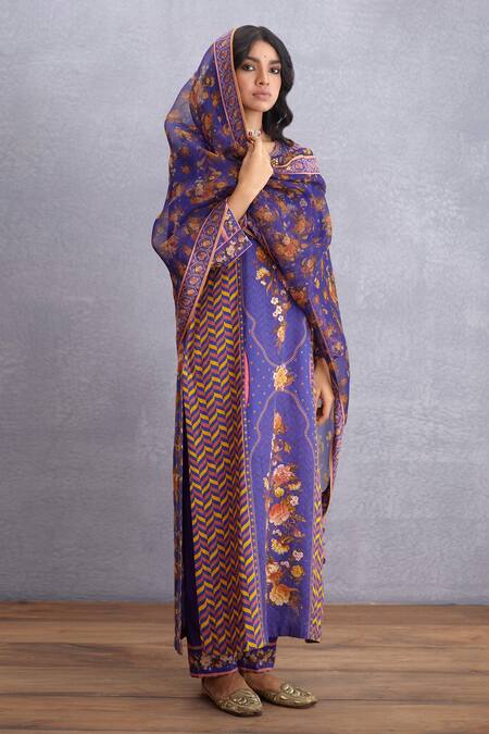 Buy_Torani_Purple Cotton Voile, Chanderi, Chanderi Jamuni Abhinda Set _Online_at_Aza_Fashions