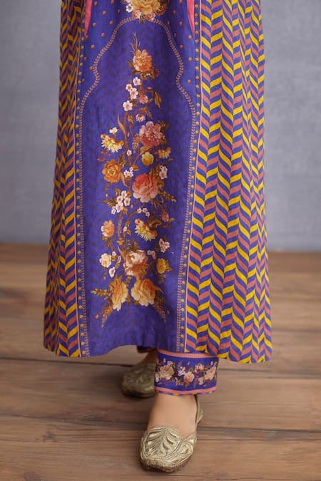 Shop_Torani_Purple Cotton Voile, Chanderi, Chanderi Jamuni Abhinda Set _Online_at_Aza_Fashions
