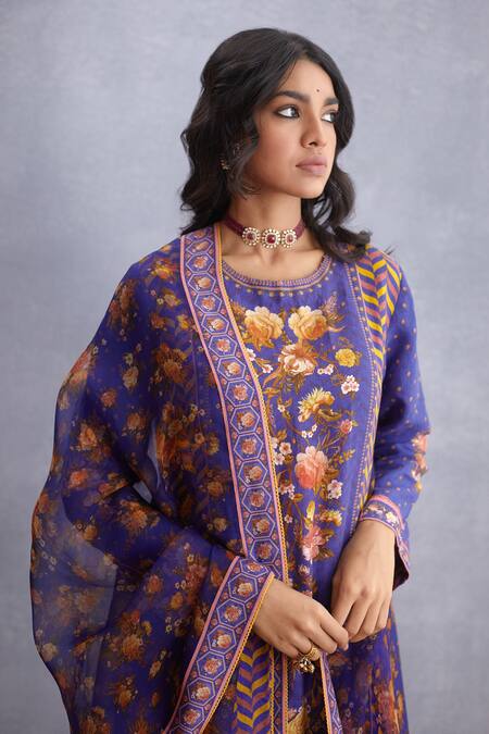 Torani_Purple Cotton Voile, Chanderi, Chanderi Jamuni Abhinda Set _at_Aza_Fashions