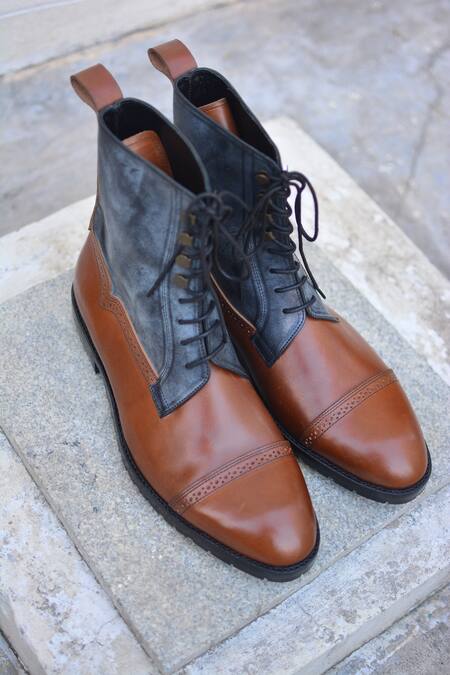 Oblum_Brown Handcrafted Balmoral Boots_Online_at_Aza_Fashions