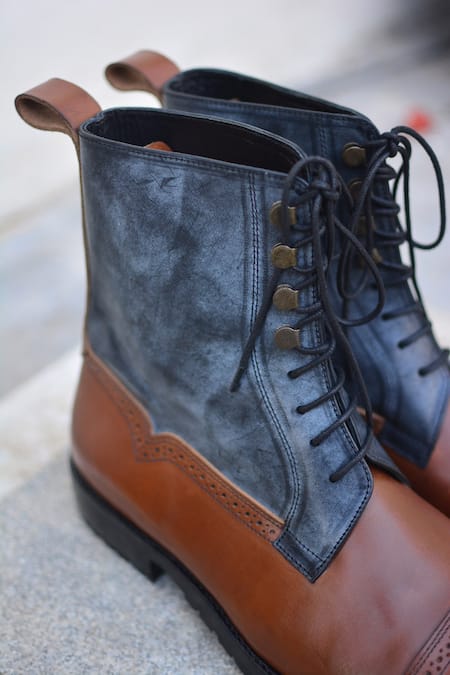 Buy_Oblum_Brown Handcrafted Balmoral Boots_Online_at_Aza_Fashions