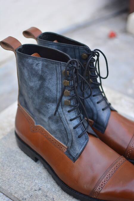 Shop_Oblum_Brown Handcrafted Balmoral Boots_Online_at_Aza_Fashions